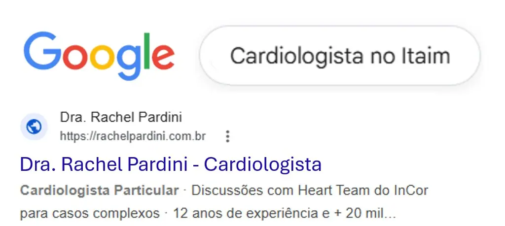 Anúncio do consultório no topo da busca do Google